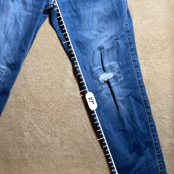 Abercrombie Kids Girls 15/16 Blue Denim Distressed Overalls Long Leg Jeans - Picture 10 of 10